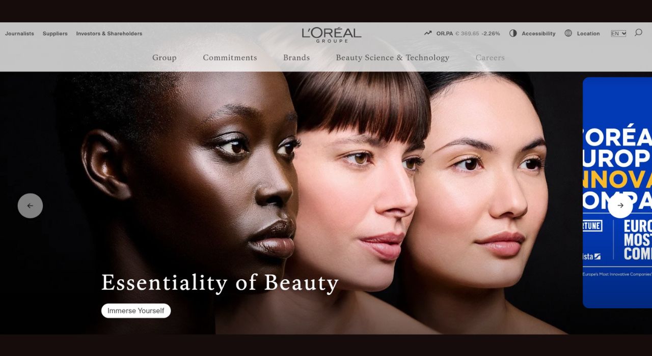 Homepage of L’Oréal website