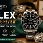 Alexander’s Jewelers Rolex servicing review showing Rolex Submariner with watchmaker tools highlighting cost, quality, and expert evaluation