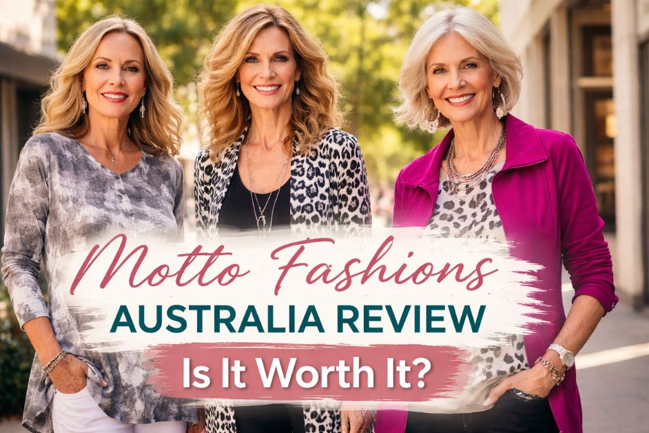 Stylish middle-aged women wearing modern layered outfits representing Motto Fashions Australia, showcasing elegant casual wear and contemporary fashion for women over 40